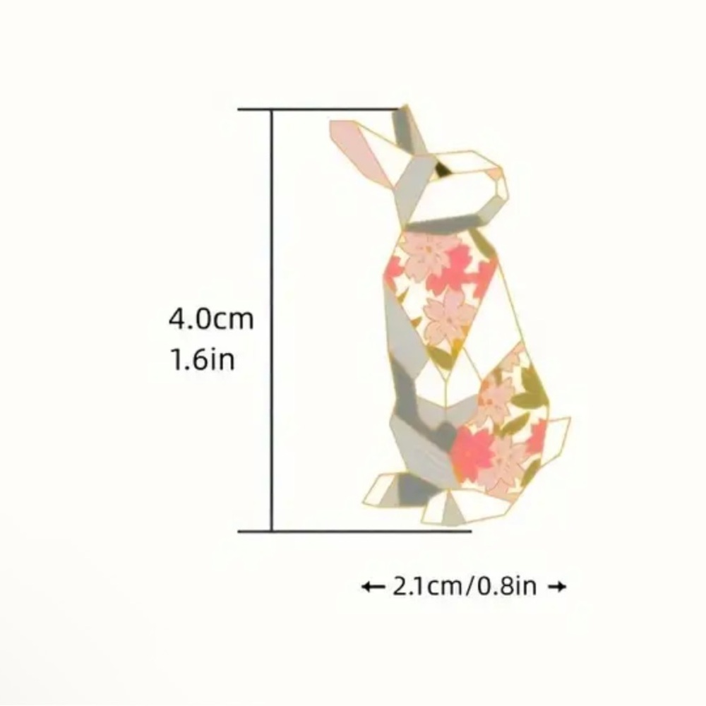 Floral Bunny Brooch - Gold and Pink - Picture 3 of 6